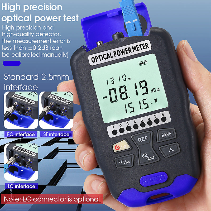 COMPTYCO Optical Multi Meter 4 in 1 OPM+VFL+LED+RJ45 Tester Visual Fault Locator Rechargeable Battery Mini Optical Power