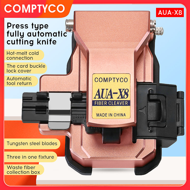 COMPTYCO High Precision AUA-X8 Fiber Optic One Step Cleaver Fiber Optic Cutter for Fusion Splicing Hot Melt Fiber Optic 