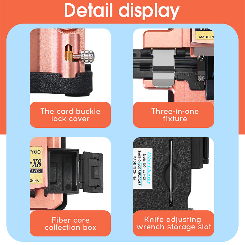 COMPTYCO High Precision AUA-X8 Fiber Optic One Step Cleaver Fiber Optic Cutter for Fusion Splicing Hot Melt Fiber Optic 