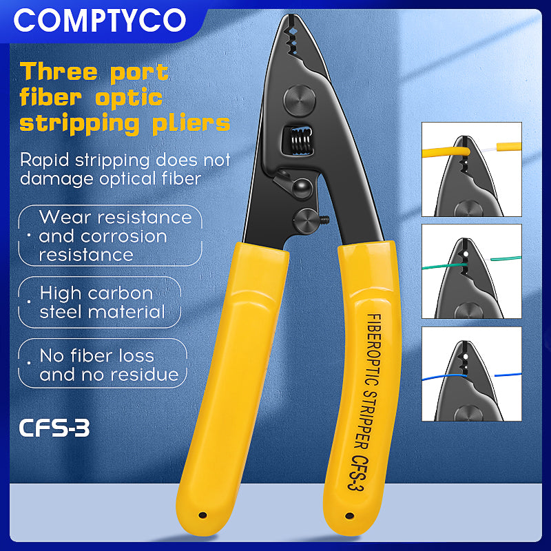 Factory Hot Selling CFS-3 FTTH Stripping Tool Cables Stripper Fiber Optic 3 Port Wire Stripper Fiber Stripper Customizab