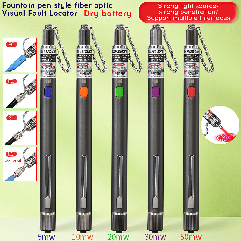 COMPTYCO 5-50mw Dry Battery Fiber Optic Testing Pen, Red Light Source Breakpoint Detector, VFL 5-50km Visual Fault Locat