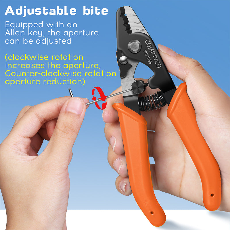 COMPTYCO Fiber Optic Stripping 3 Hole Optical Fiber Wire Strippers Orange FTTH Drop Cable WIRE Stripper Tool Fiber Strip