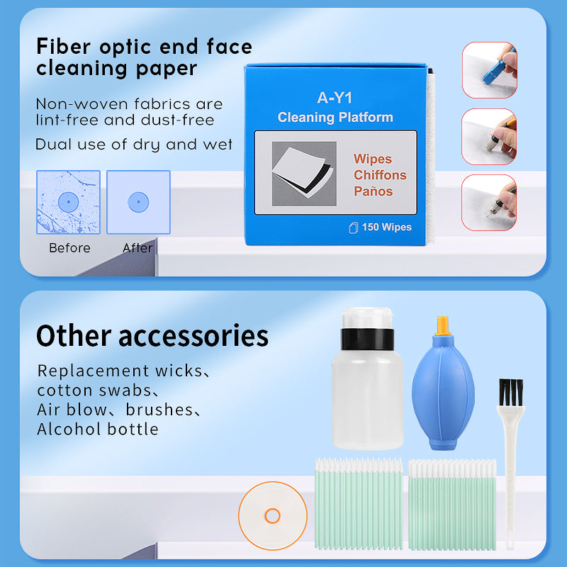 COMPTYCO Fiber End Face Detector Inspection Probe 1.25/2.5mm Cleaning Pen Fiber Cleaning Tool Set One Click Fiber Optic 
