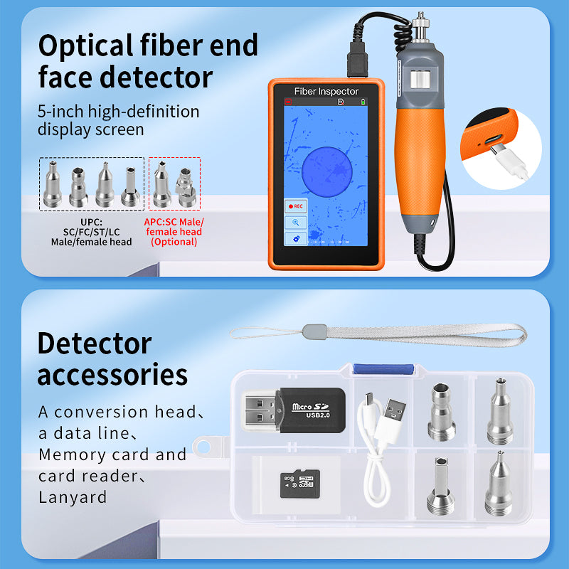 COMPTYCO Fiber End Face Detector Inspection Probe 1.25/2.5mm Cleaning Pen Fiber Cleaning Tool Set One Click Fiber Optic 