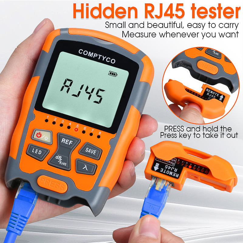 COMPTYCO High Precision Fiber Optic Tester AUA-M7/M5 OPM with LED and RJ45 Tester Fiber Optic Equipment Mini Optical Pow