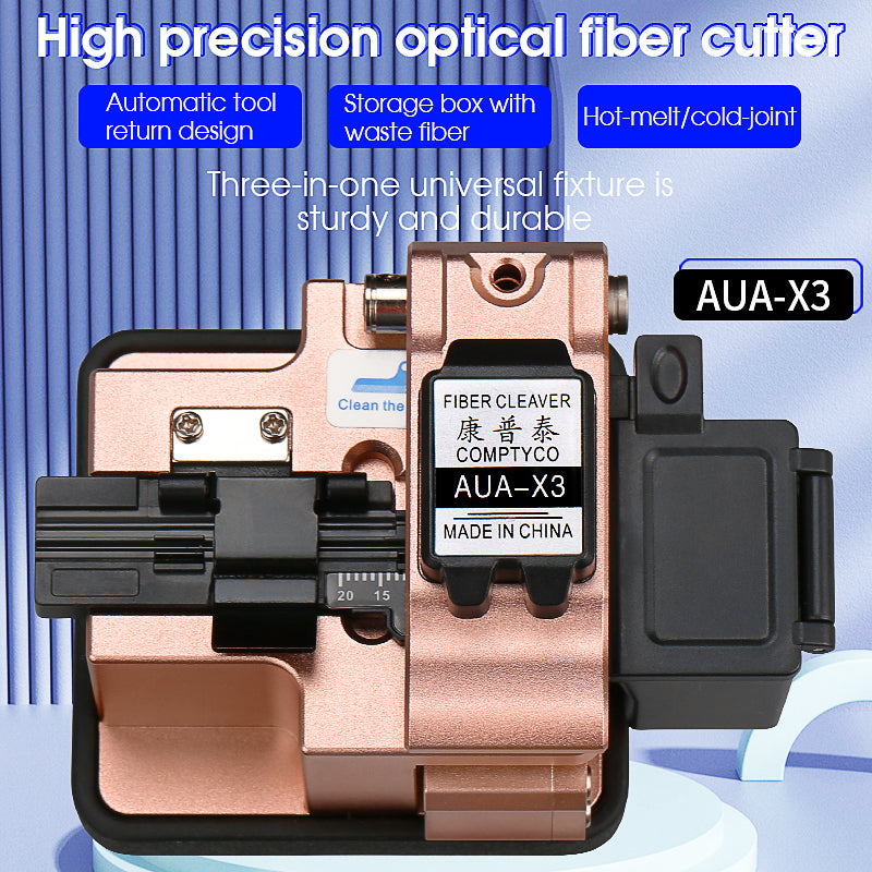 COMPTYCO High Precision AUA-X3 FTTH Automatic Return Fiber Optic Cutter for Fusion Splicing Hot Melt Fibra Optical Fiber