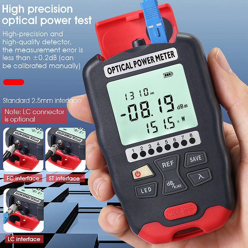 COMPTYCO Fiber Optic Tester AUA-D7/D5 OPM with LED and RJ45 Tester Fiber Optic Equipment FIBER TOOL KIT Mini Optical Pow