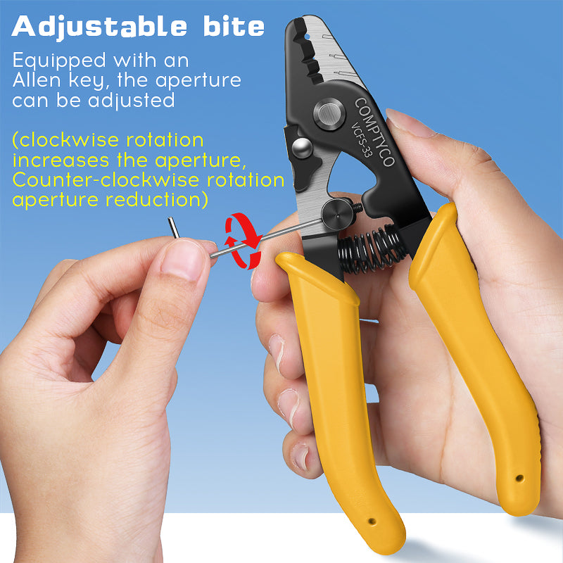 COMPTYCO Fiber Optic Stripping 3 Hole Optical Fiber Wire Strippers Yellow FTTH Drop Cable WIRE Stripper Tool Fiber Strip