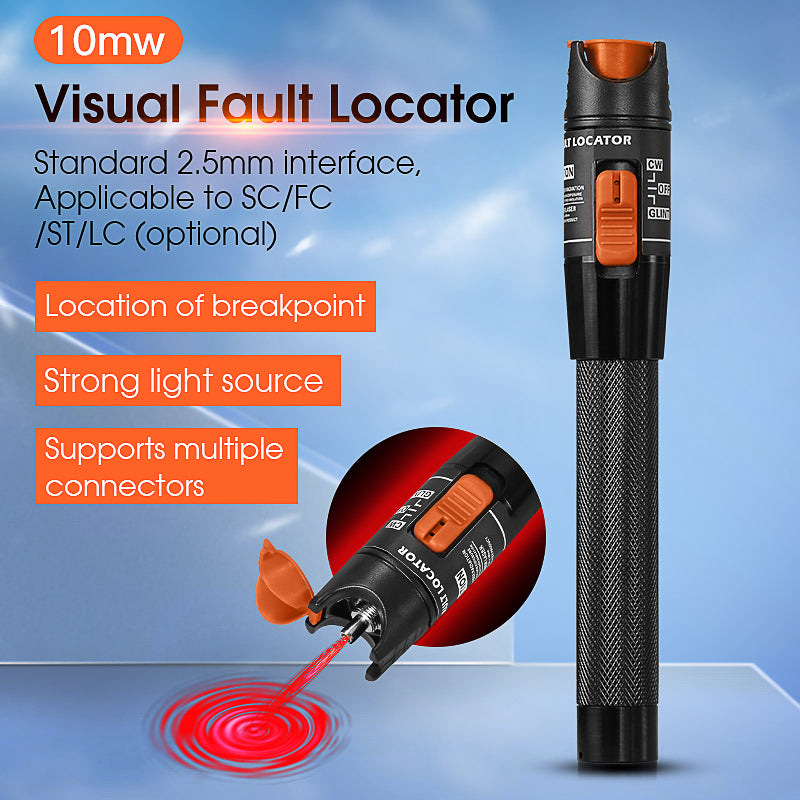 COMPTYCO Fiber Optic Equipment Fibra Optica Red Laser Source Pen VFL Optical Fiber Laser Test Pen 10mw/10km Visual Fault