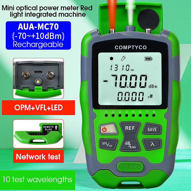 COMPTYCO Optical Multi Meter Multi-function OPM+VFL+LED+RJ45 Tester Visual Fault Locator Rechargeable Mini Optical Power