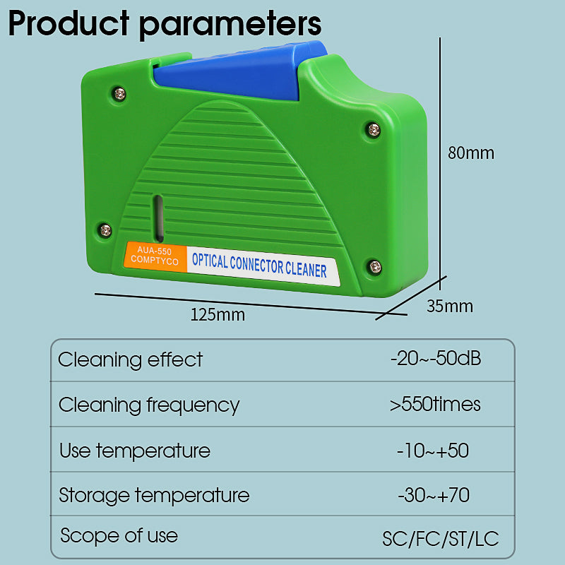 COMPTYCO AUA-550 Green Cable Cleaning Tool 550 Times SC FC ST LC Connector Cleaner Fiber Optic Cleaning Box Fiber Optic 