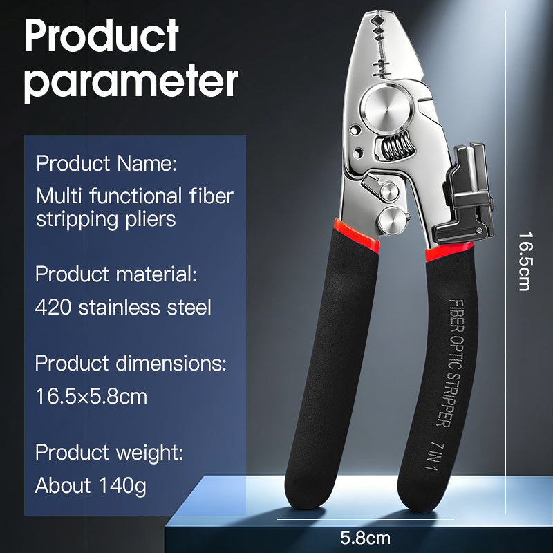 COMPTYCO F7 Stainless Steel Fiber Stripper Multi in 1 Stripper Pliers with Fiber Cleaning Wipe FTTH Tool Optical Fiber S