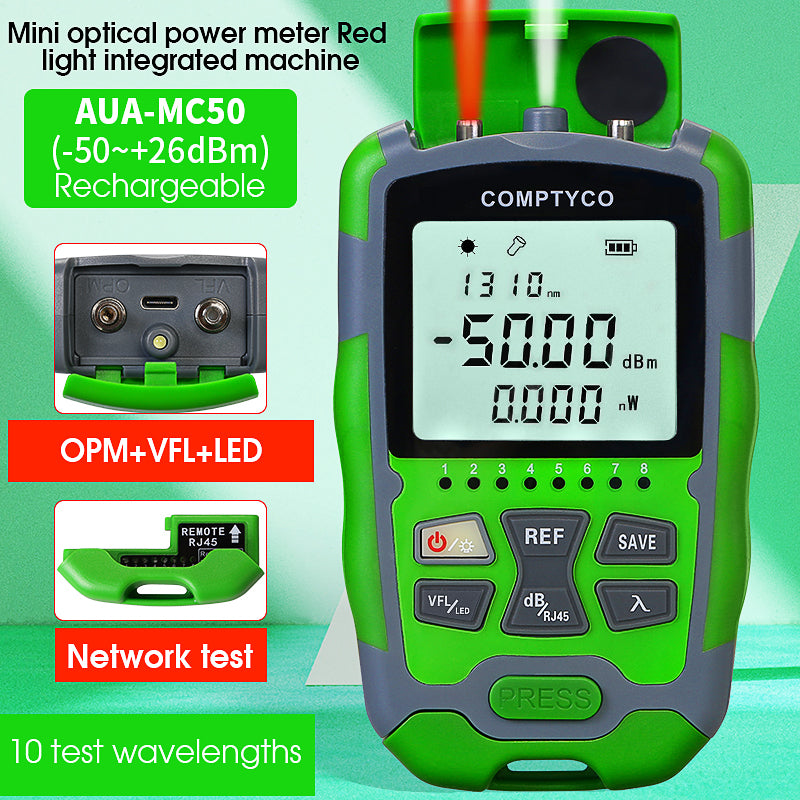 COMPTYCO AUA-MC50 4-in-1 Charging 1-50KM -50+~26dbm VFL+OPM 1-50w Integrated Machine Visual Fault Locator Optical Power 