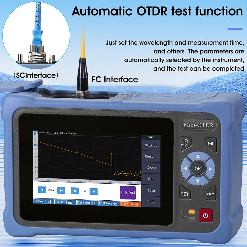 COMPTYCO AUA800U UPC 800A APC Optical Time Domain Reflectometer with OPM VFL OLS 100KM 1310 1550nm Handheld Machine Test