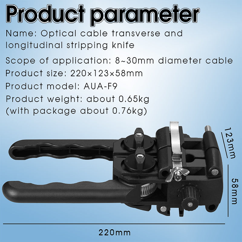 COMPTYCO AUA-F9 Fiber Optic Cable Stripper 8-30mm Longitudinal and Transverse Fiber Optic Cable Opener Optical Cable Cut