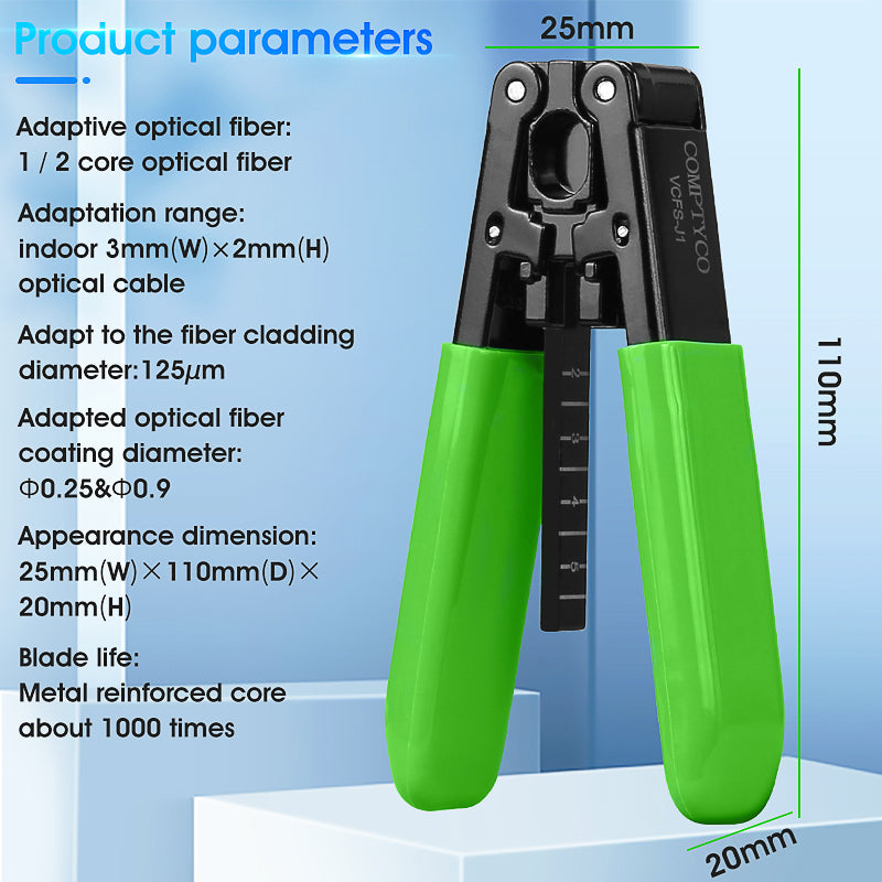 COMPTYCO VCFS-J1 Metal Leather Drop Cable Stripper FTTH Fiber Tool Leather Wire Stripper Pliers 3mm (W) * 2mm (H) Fiber 
