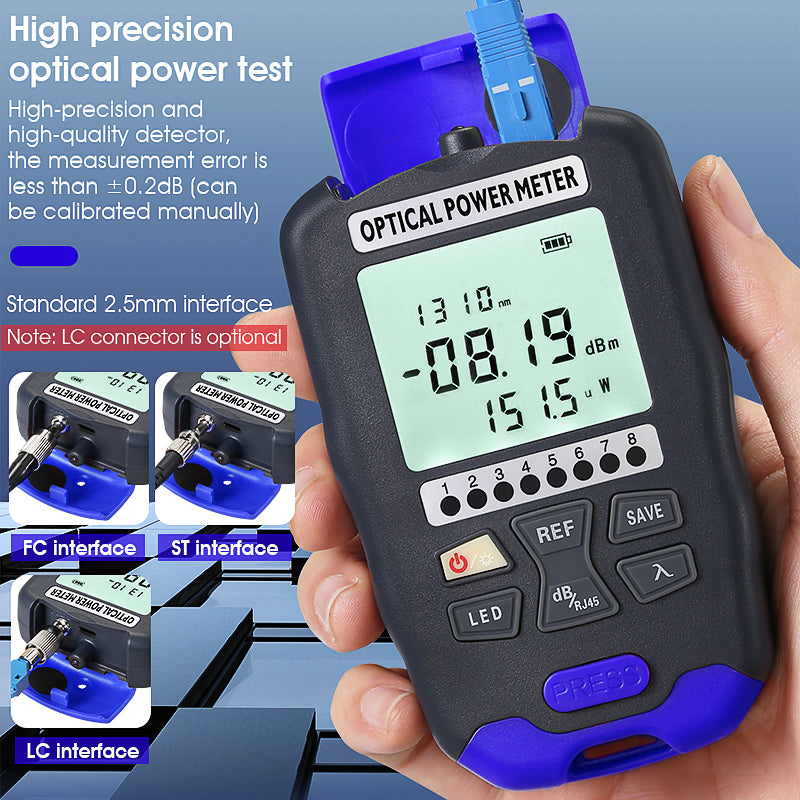 COMPTYCO Fiber Optic Tester AUA-DC7/DC5 Rechargeable OPM with LED and RJ45 Tester Fiber Optic Equipment Optical Power Me