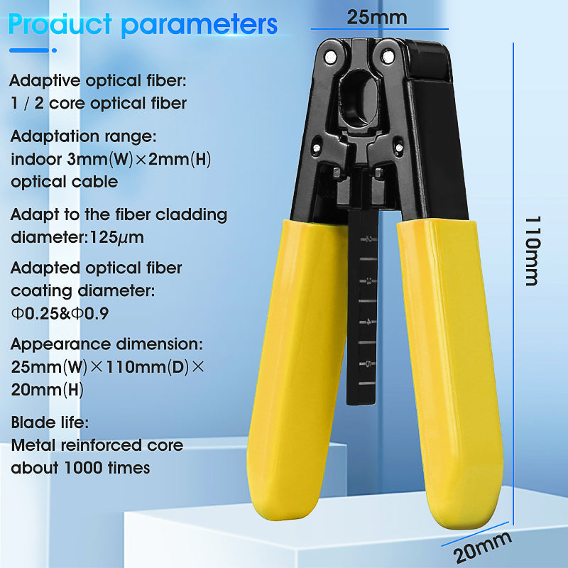 COMPTYCO Metal Leather Drop Cable Stripper FTTH Fiber Tool Leather Wire Stripper Pliers 3mm (W) * 2mm (H) Fiber Stripper