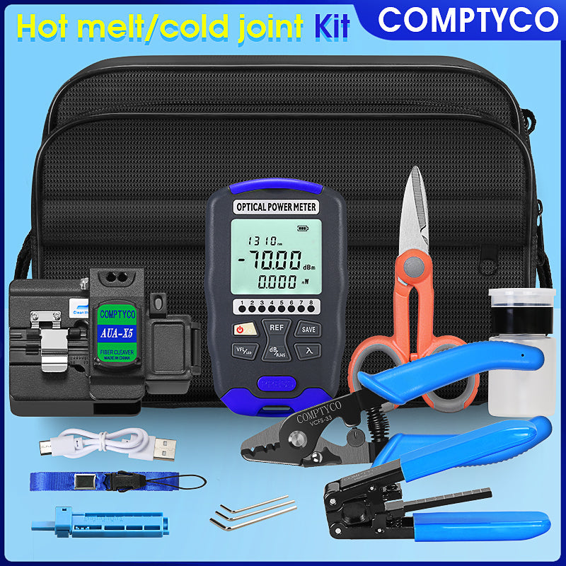 COMPTYCO AUA-X5 Fiber Cleaver AUA-DC70 Optical Power Meter Red Light Source Integrated Machine OPM with 15MW VFL Fiber T