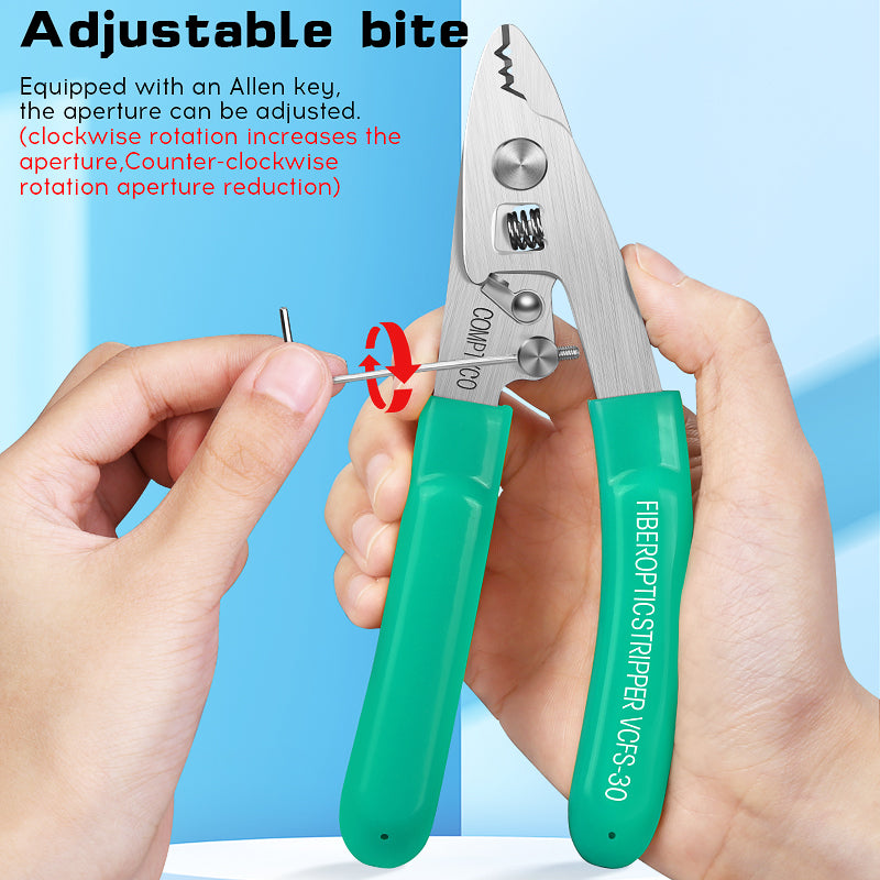 COMPTYCO Fiber Stripper Optical Fiber Wire Strippers FTTH Drop Cable WIRE Stripper Tool Stainless Steel Three Port VCFS-