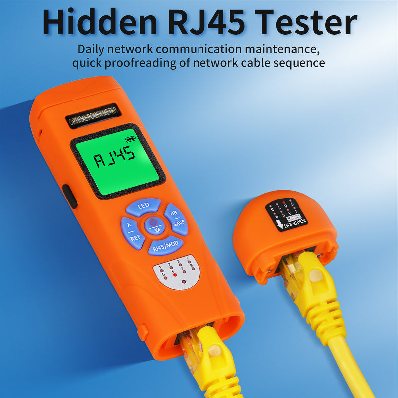 High Precision Rechargeable OPM with RJ45+LED AUA-C7/C5 Optical Fiber Tester 10 Wavelengths SC/FC/ST Mini Optical Power 