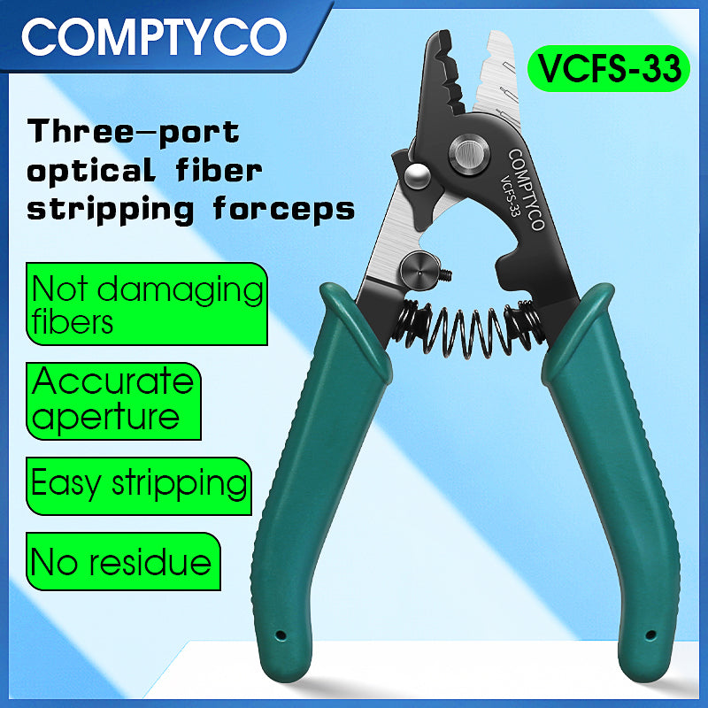 COMPTYCO Fiber Optic Stripping 3 Hole Optical Fiber Wire Strippers Green FTTH Drop Cable WIRE Stripper Tool Fiber Stripp