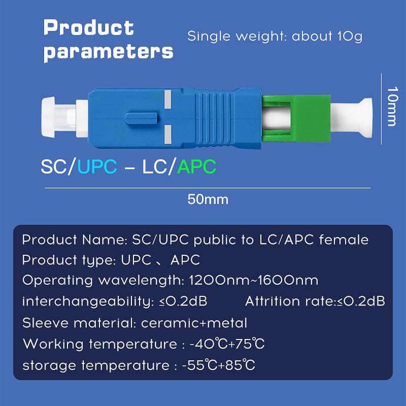 High Quality Single Mode SC-LC Fiber Adapter Hybrid Optical Fiber Converter Head SC/UPC (Male) - LC/APC ( Female) Fiber 