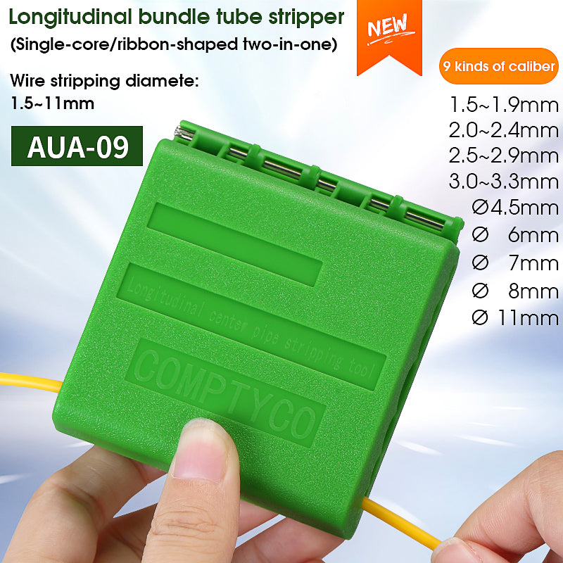 COMPTYCO FTTH Fiber Tool Loose Tube Slitter AUA-09 Ribbon Longitudinal 2-in-1 Leather Wire Stripper 1.5-11mm Fiber Strip