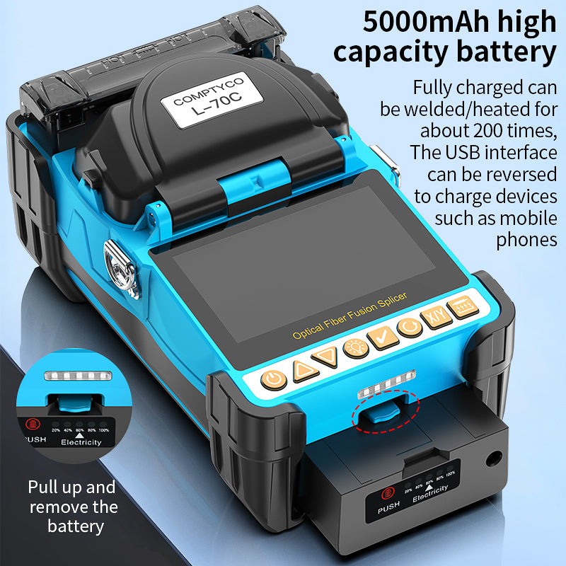COMPTYCO L-70C Mini Optical Fiber Splicing Machine with OPM/VFL Fiber Optic Equipment 6 Motors Fiber Optic Fusion Splice