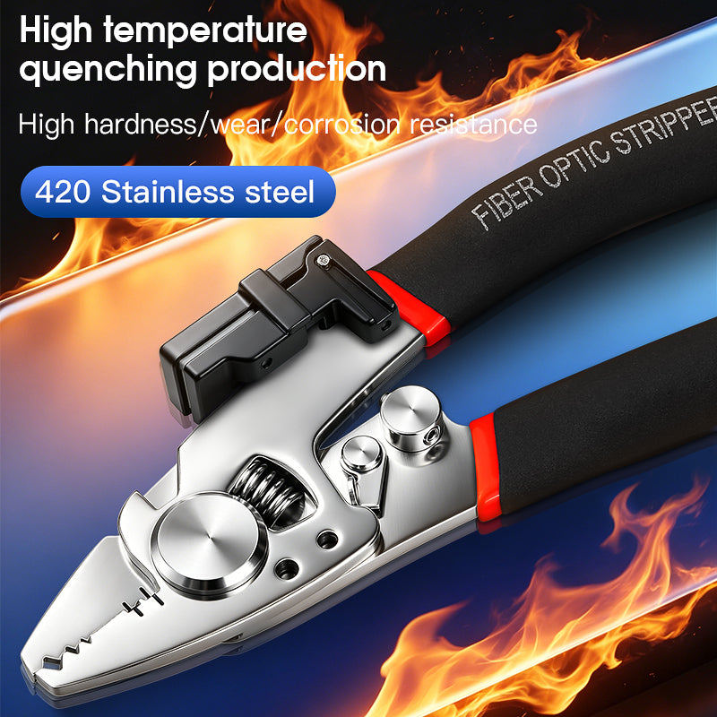 COMPTYCO F7 Stainless Steel Fiber Stripper Multi in 1 Stripper Pliers with Fiber Cleaning Wipe FTTH Tool Optical Fiber S