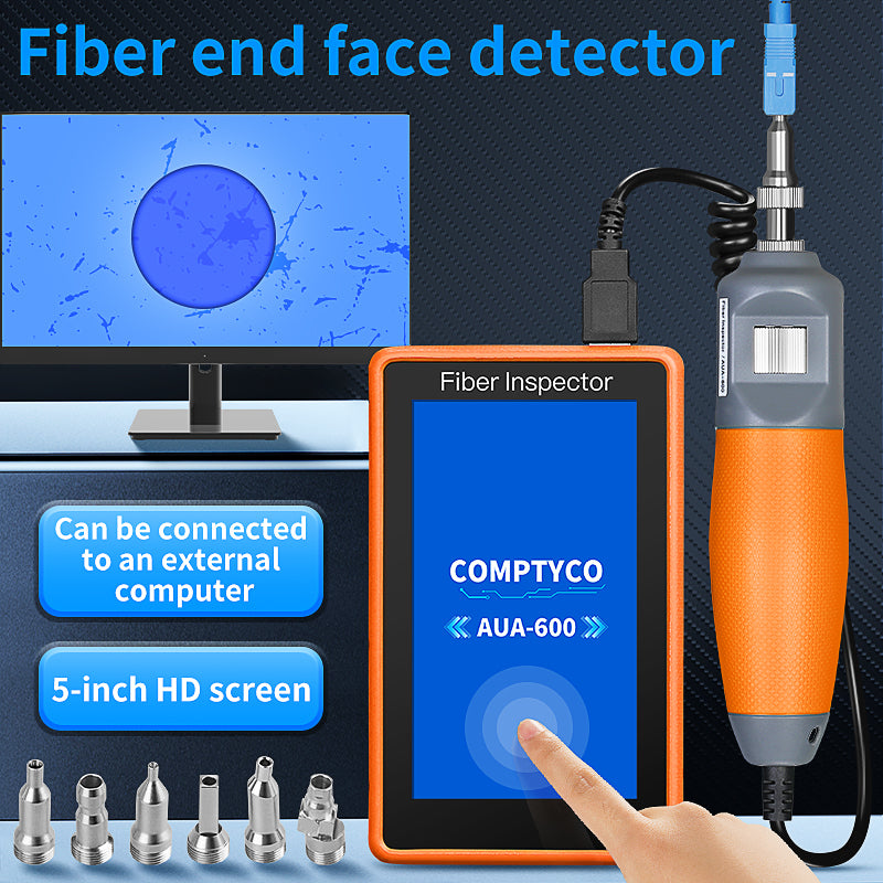 COMPTYCO AUA-600 400X HD Touch Screen Fiber Optic Microscope 5-inch Inspection Probe Fiber End Face Detector for FTTH SC