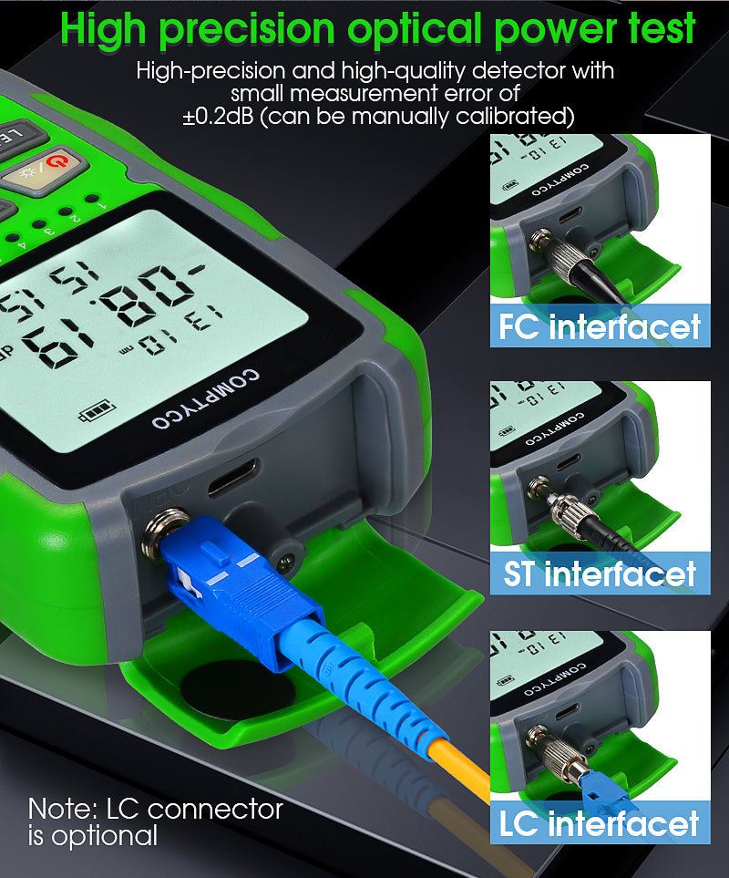 COMPTYCO Fiber Optic Tester AUA-MC7/MC5 Rechargeable OPM with LED and RJ45 Tester Fiber Optic Equipment Mini Optical Pow