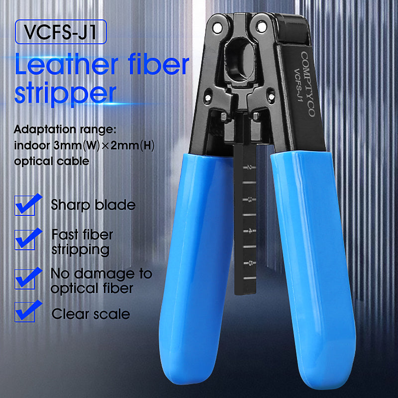 COMPTYCO Metal Leather Drop Cable Stripper Blue FTTH Fiber Tool Leather Wire Stripper Pliers 3mm (W) * 2mm (H) Fiber Str