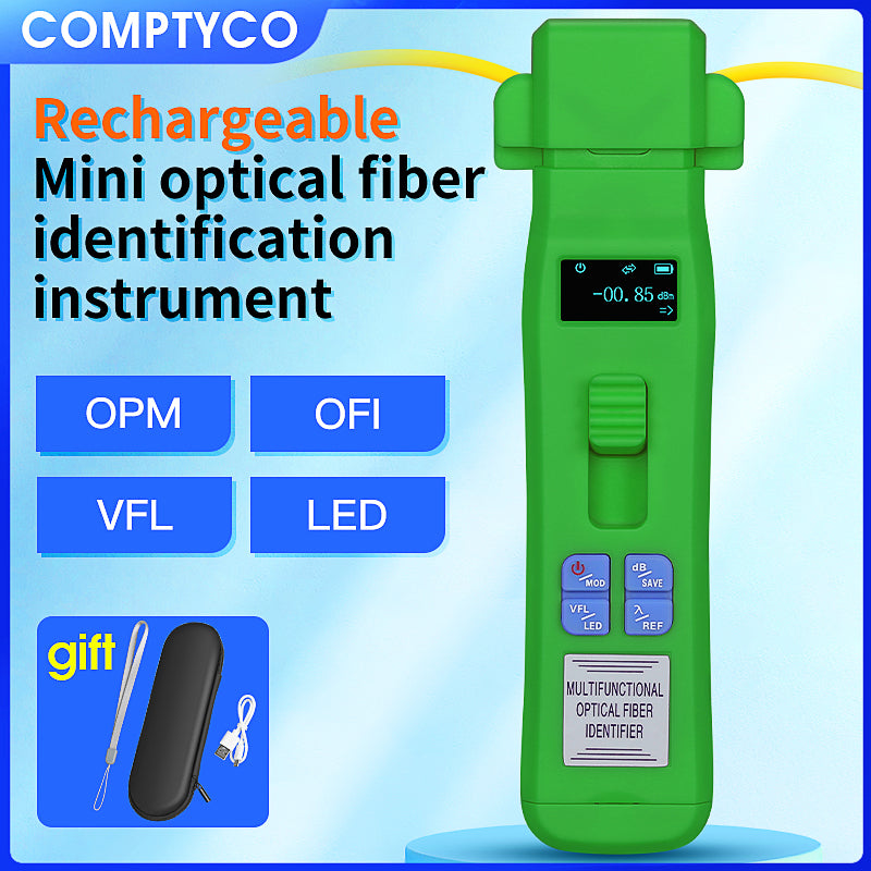 COMPTYCO MINI Charging Type Live Detector Identifier OFI+OPM+30mw VFL+LED 0.25/0.9/2.0/3.0mm SM MM Green Optic Fiber Ide