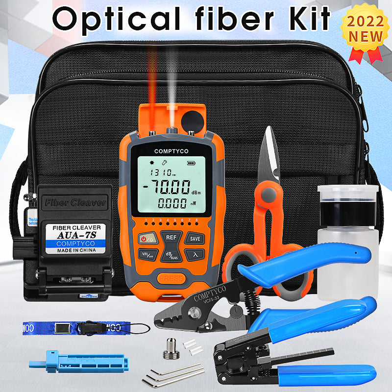 COMPTYCO FTTH Tool Set AUA-M70 15MW OPM VFL Optical Power Meter with Visual Fault Locator Fiber Cleaver Optical Fiber To