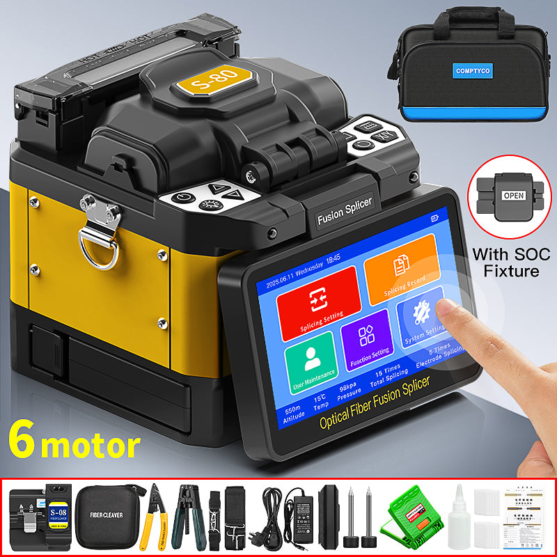 COMPTYCO S-80 Fiber Optic Splicing Machine 6 Motors Fiber Optic Soudeuse FTTH Optical Fiber Welding Machine ARC Fusion S