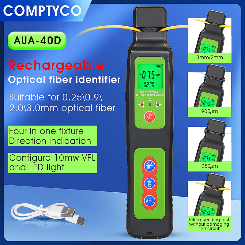 COMPTYCO AUA-40D Charging Type 4 In1 Fixed Device Configuration OFI+10mw VFL+LED 3 in 1 SM MM Fiber Cable Fiber Optic Id