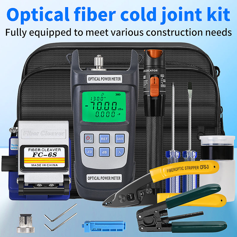 COMPTYCO 12pcs FTTH Fiber Optic Tool Kit Tools Kit with Fibra Optica Power Meter Visual Fault Locator Kit De Fibre Optiq