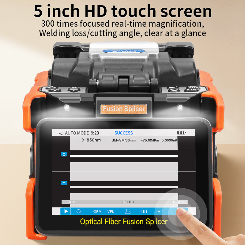 COMPTYCO A-88S Optical Fiber Welding Machine with OPM/VFL 5 Inch Touch Screen 10 Languages 6 Motors Fiber Optic Fusion S