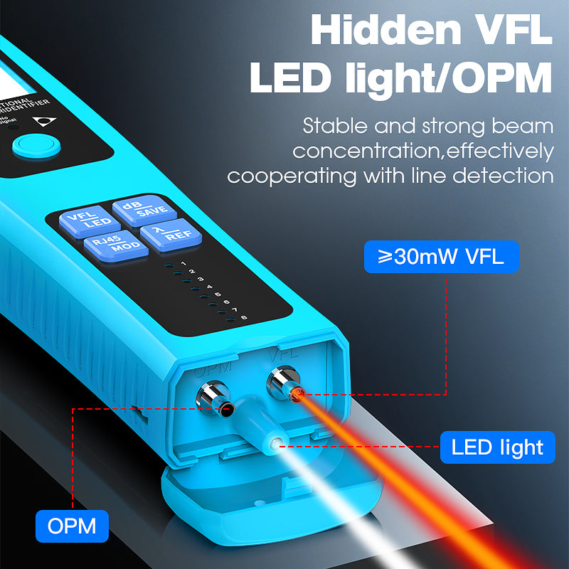 COMPTYCO 6in1 Active Optical Fiber Identifier with VFL/OPM/LED/RJ45 Tester Live Detector Identifier SM/MM Fiber Optic Id