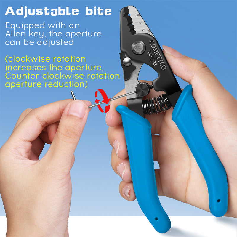 COMPTYCO Fiber Optic Stripping 3 Hole Optical Fiber Wire Strippers Blue FTTH Drop Cable WIRE Stripper Tool Fiber Strippe