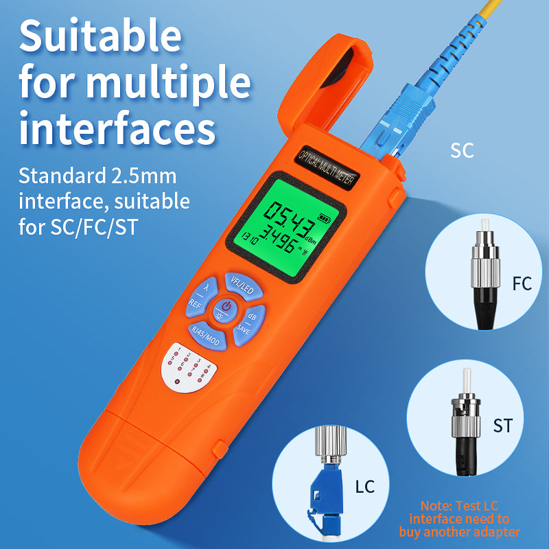 High Precision Rechargeable Optical Multi Meter 4 In1 OPM+VFL+RJ45+LED AUA-C70/C50 10 Wavelengths FTTH Mini Optical Powe