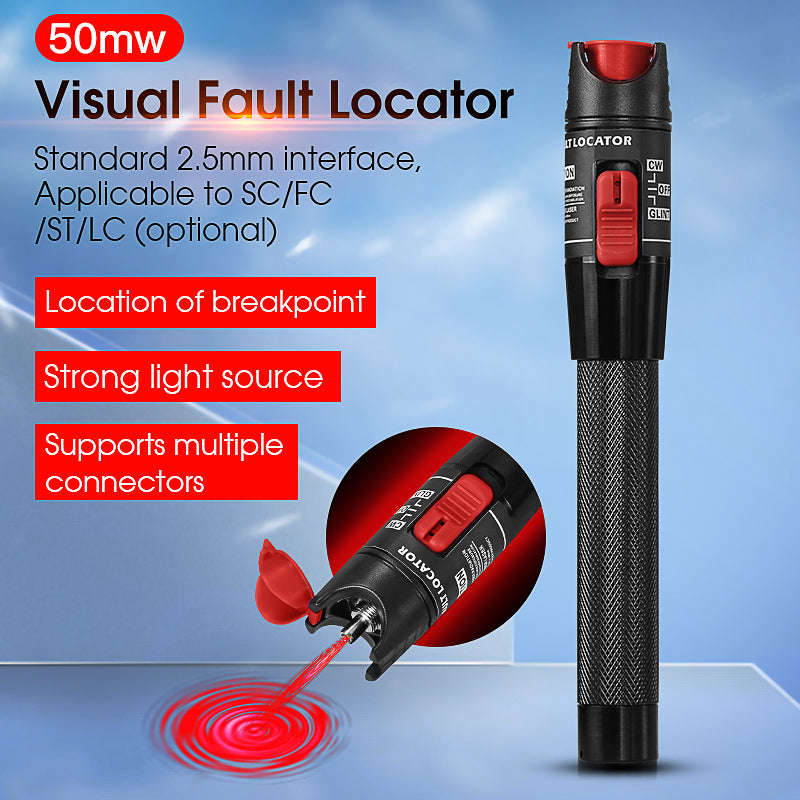 COMPTYCO AUA-50mw 50km Fiber Optic Testing Pen 650nm Laser Pen Breakpoint Detector 2.5mm SC/FC/ST VFL Visual Fault Locat