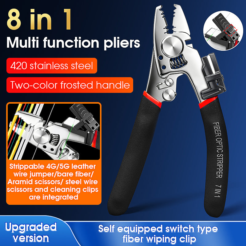 COMPTYCO F7 Stainless Steel Fiber Stripper Multi in 1 Stripper Pliers with Fiber Cleaning Wipe FTTH Tool Optical Fiber S