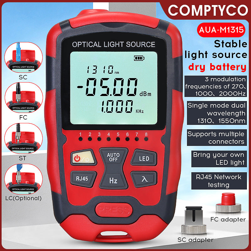 COMPTYCO AUA-M1315 Fibre Optic Light Sources Dry Cell OLS Fiber Optical Laser Tester 1310 1550nm Handheld Optical Light 
