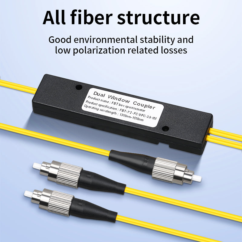 COMPTYCO 1:2 PLC Splitter 1X2 FBT Singlemode Fiber Optical Splitter FC/UPC One to Two Taper Type Splitter Computer Cable
