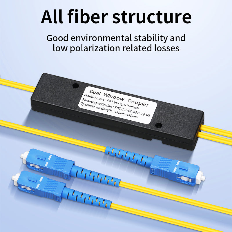 COMPTYCO 1:2 PLC Splitter 1X2 FBT Singlemode Fiber Optical Splitter SC/UPC One to Two Taper Type Splitter Computer Cable