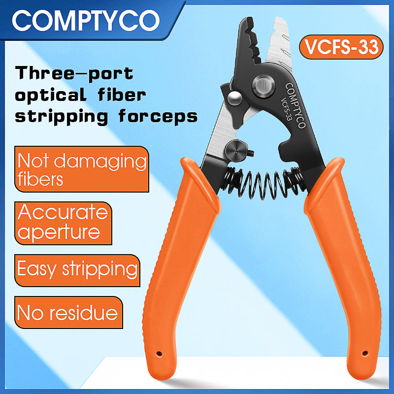 COMPTYCO Fiber Optic Stripping 3 Hole Optical Fiber Wire Strippers Orange FTTH Drop Cable WIRE Stripper Tool Fiber Strip