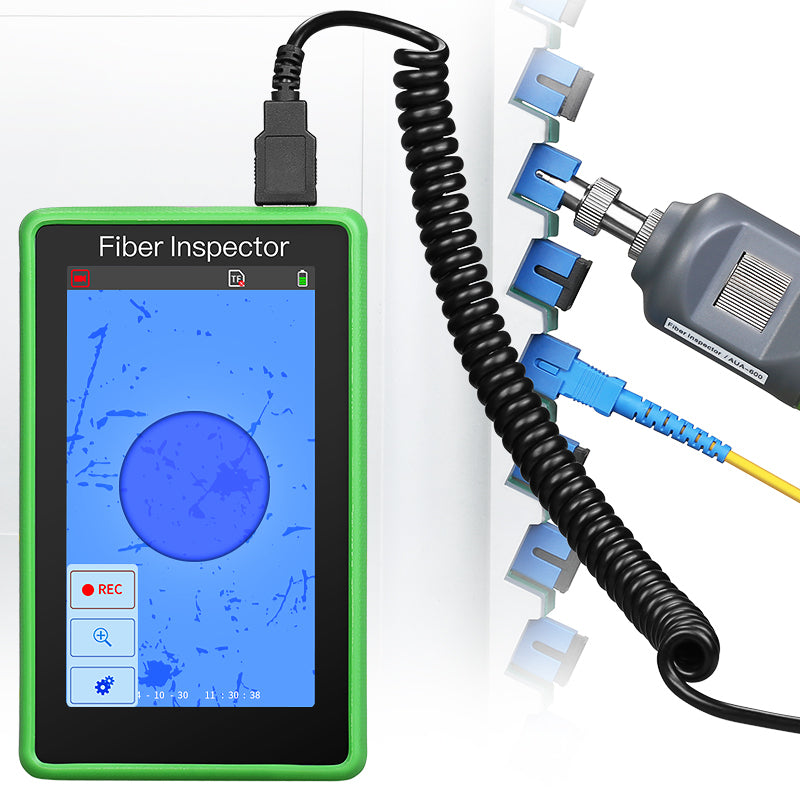 High Precision L-600 Fiber Optic Cleaner 400X Fiber Optic Microscope 5inch Touch Screen Inspection Probe Fiber End Face 