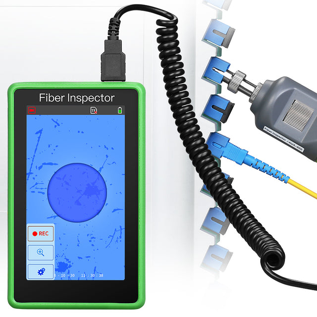 High Precision L-600 Fiber Optic Cleaner 400X Fiber Optic Microscope 5inch Touch Screen Inspection Probe Fiber End Face 